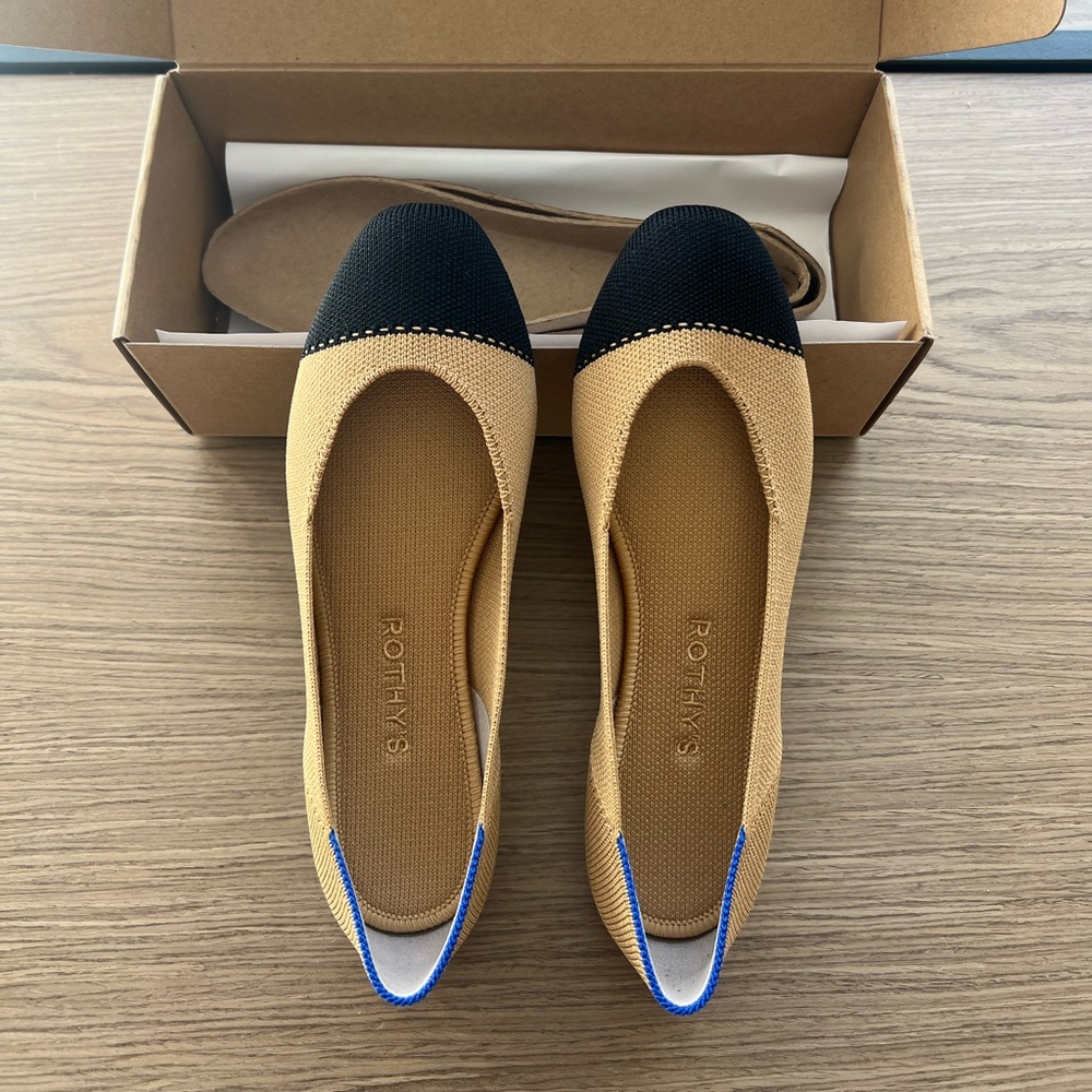 Rothy’s flats. The Square, color Camel Captoe. Size 7.